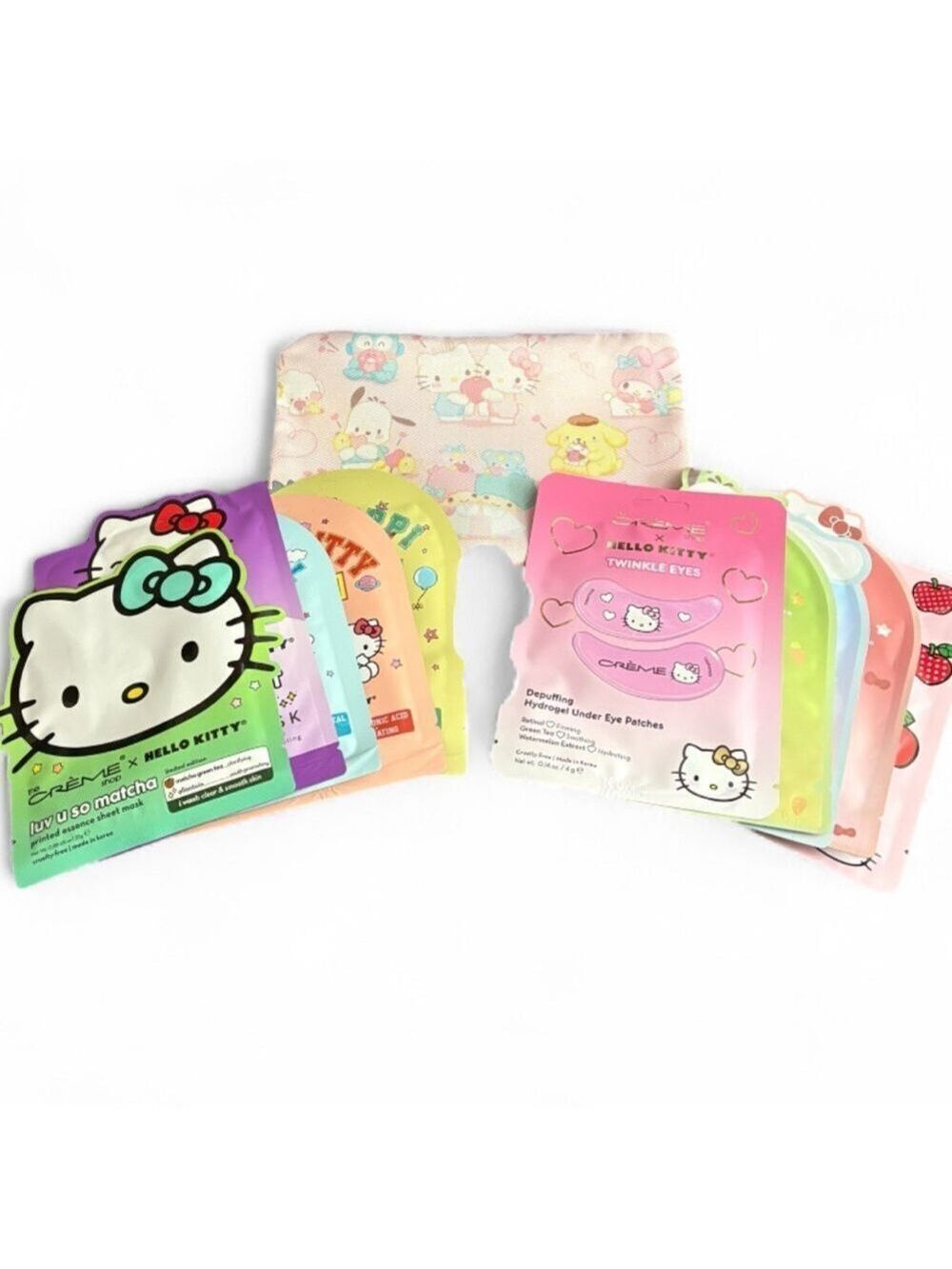 Hello Kitty Face Mask and Eye Patch Set with Cosmetic Bag NEW